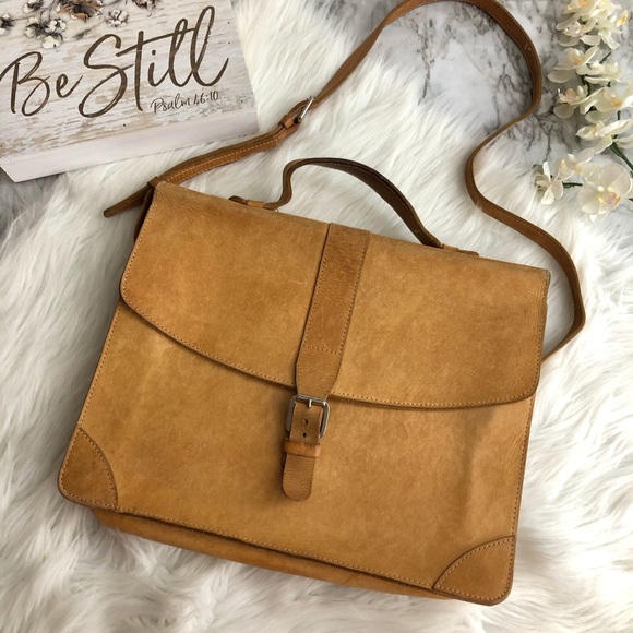 Vintage Handbags - Vintage Leather Messenger Bag Satchel Briefcase